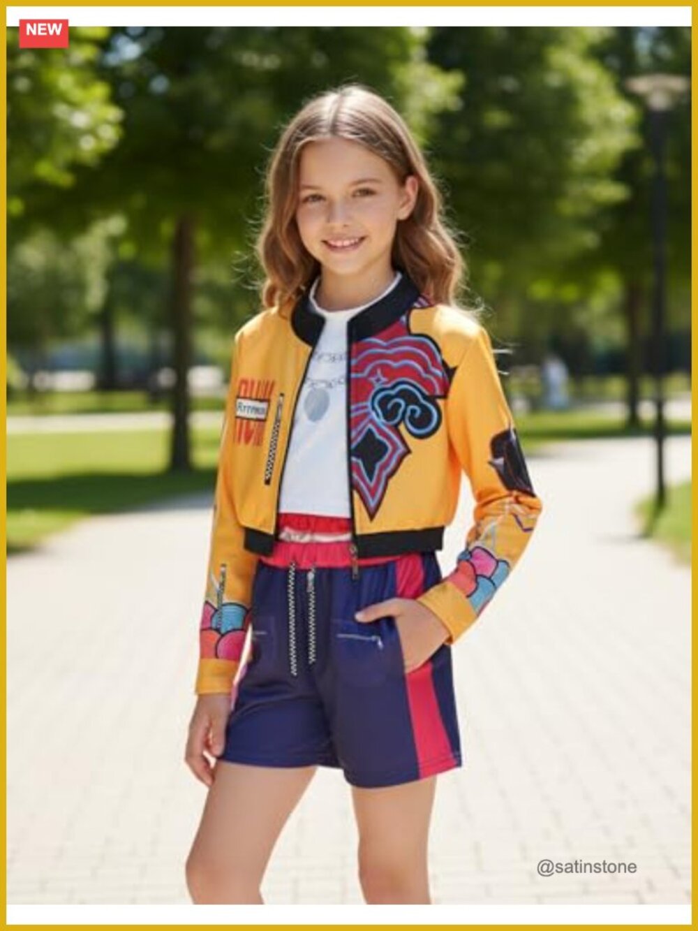 Girls 3 Piece Stage Costume Set Jacket Tank Top Shorts Dance Party Dress Up